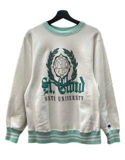 チャンピオン Champion REVERSE WEAVE リバースウィーブ 90s 90年代 USA製 刺繍タグ ヴィンテージ リブライン カレッジ スウェット プリント ホワイト Mサイズ 104MT-2276