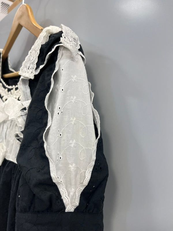 アンジェリックプリティ Angelic Pretty ロリイタ 黒 白 アイレットレース スカラップレース フリル リボン 0-030142-008 ワンピース ブラック 101LT-143