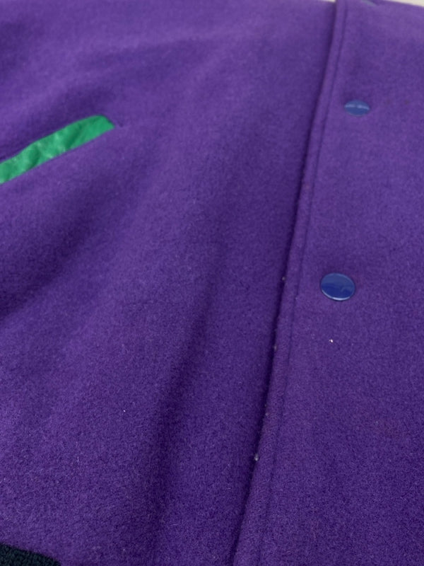 チャップス CHAPS 80s 90s VARSITY JACKET バーシティ ジャケット スタジャン ボタン ワッペン Ralph Lauren アウター 紫 緑 ジャケット ロゴ パープル Mサイズ 104MT-2202