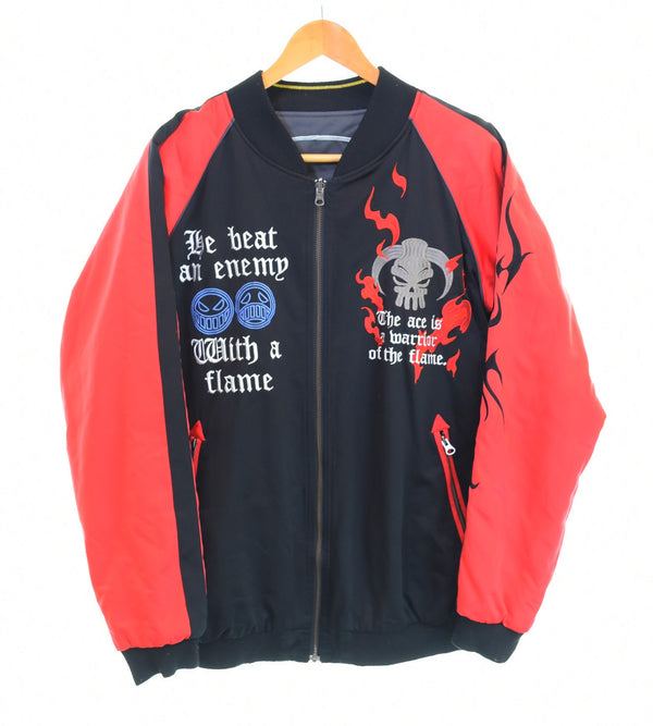 ニュートラルインフィニティ NEUTRAL INFINITY  × ONE PIECE ワンピース ACE エース 白ひげ 海賊団 火拳のエース スカジャン リバーシブル ジャケット ブラック 103MT-3493