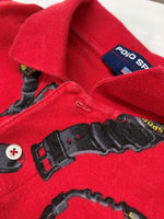 ラルフローレン RalphLauren POLO SPORT 90s CLOCK POLO SHIRT クロック ポロ シャツ USA製 腕時計 半袖 赤 半袖ポロシャツ 総柄 レッド Lサイズ 104MT-2350