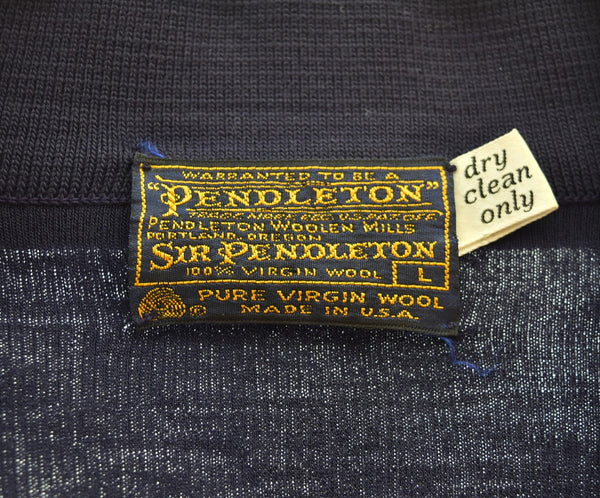 ペンドルトン PENDLETON 70s SIR PENDLETON ウールカーディガン ZEPHYR WOOL ナス紺 ミントコンディション 70's ウールジャケット セーター ネイビー Lサイズ 103MT-3467