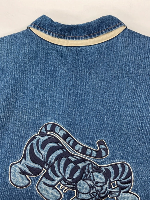 ヴィンテージ vintage Disney ディズニー STADIUM JACKET スタジアム ジャケット スタジャン ティガー デニム ボタン アウター インディゴ 青 ジャケット キャラクター ブルー Lサイズ 104MT-1797