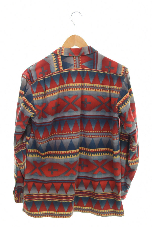 ラルフローレン RalphLauren 90s ネイティブ柄 プリントネルシャツ 開襟 オープンカラー 90's 総柄 170 長袖シャツ マルチカラー 103MT-2656