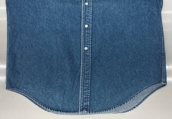 ラルフローレン RalphLauren POLO COUNTRY 90s BUTTONDOWN DENIM SHIRT ボタンダウン デニム シャツ ハミルトン社 長袖 インディゴ 青 長袖シャツ ロゴ ブルー Mサイズ 104MT-2265