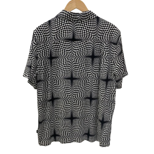 ステューシー STUSSY Psychedelic Checker Shirt 半袖シャツ ホワイト Mサイズ 201MT-3906