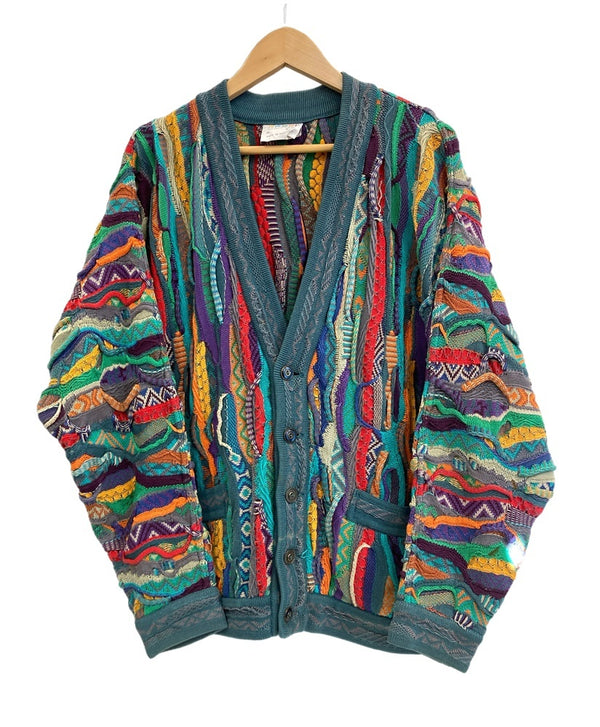 クージー COOGI AUSTRALIA 3D KNIT 3Dニット 総柄 ニット カーディガン マルチカラー Mサイズ 101MT-3545