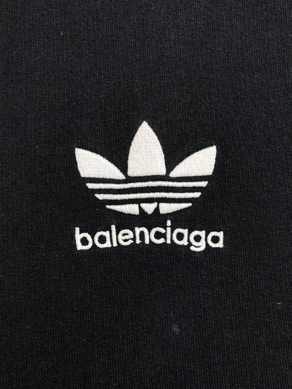 バレンシアガ BALENCIAGA 22AW × adidas アディダス Hoodie Large Fit ラージ フィット プルオーバー パーカー フーディ 刺繍 黒 729322 TNVN2 パーカ ロゴ ブラック Lサイズ 104MT-1646