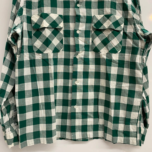 【曜日割引対象外】 ヴィンテージ vintage ~50's McGREGOR USA製 ブロックチェック オープンカラーシャツ 長袖シャツ グリーン Mサイズ 201MT-4369 VB