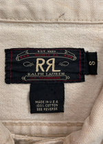 ダブルアールエル RRL 90s TRUCKER WORK JACKET トラッカー ワーク ジャケット 三ツ星タグ USA製 Ralph Lauren 薄茶 ジャケット 無地 ベージュ Sサイズ 104MT-1349