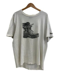 ティンバーランド Timberland 90s Vintage ヴィンテージ ブーツプリントTee 白  シングルステッチ Tシャツ ホワイト 101MT-4831