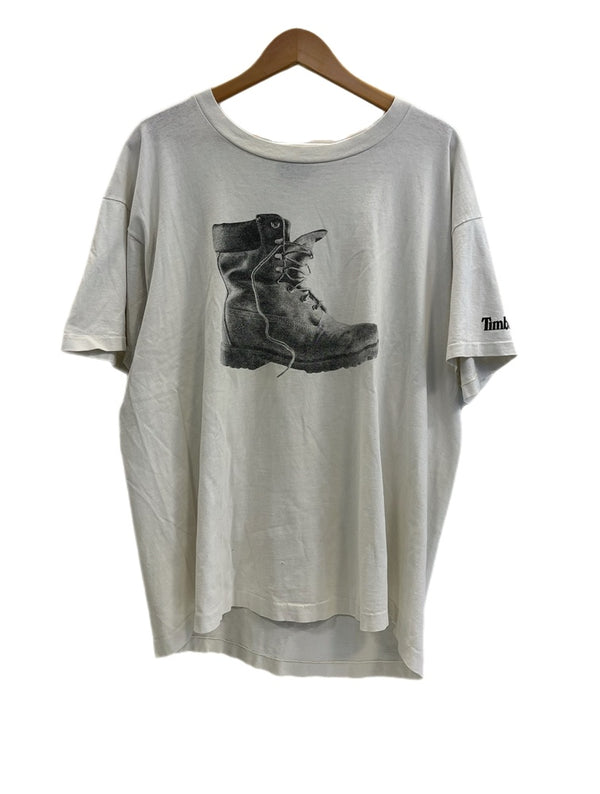 ティンバーランド Timberland 90s Vintage ヴィンテージ ブーツプリントTee 白  シングルステッチ Tシャツ ホワイト 101MT-4831