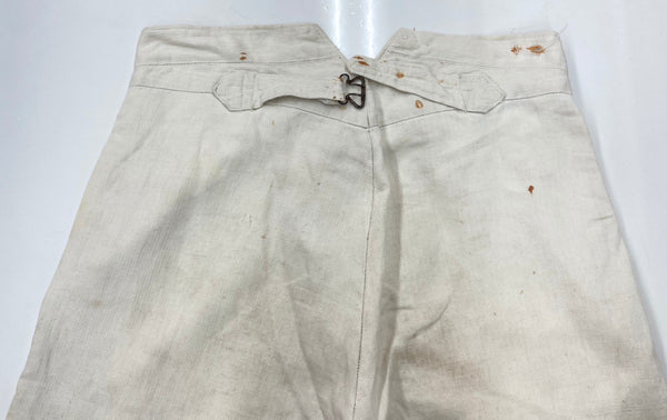 ヴィンテージ vintage 20s 30s ボージョンパンツ ヘリンボーン リネン 針シンチ フランス軍 フレンチ ユーロ French Army Linen HBT Bourgeron 生成り 無地 スラックス ホワイト 104MB-298