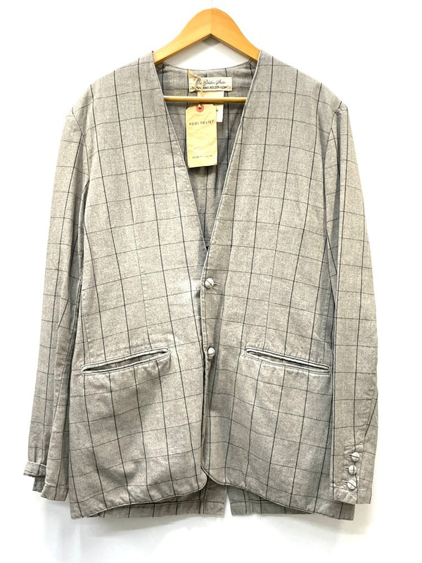 レミレリーフ REMI RELIEF コットン ウール ノーカラー ジャケット RN14153134 グレー XL 601MT-70