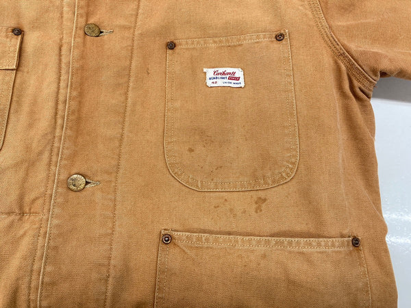 カーハート Carhartt 60's Vintage HEADLIGHT FINCK トリプルネーム ミシガンチョアコート カバーオール ヴィンテージ ダック ワーク ブランケット 茶色 サイズ 42 ジャケット 無地 ブラウン 104MT-972