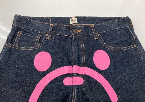 アベイシングエイプ A BATHING APE Milo Face Denim Pants マイロ フェイス デニム パンツ ジーンズ 紺 プリント デニム ネイビー TALL 104MB-369