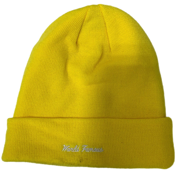 【中古】シュプリーム SUPREME ニューエラ クロス ボックス ロゴ ビーニー コラボ 帽子 メンズ帽子 ニット帽 黄色 201goods-662