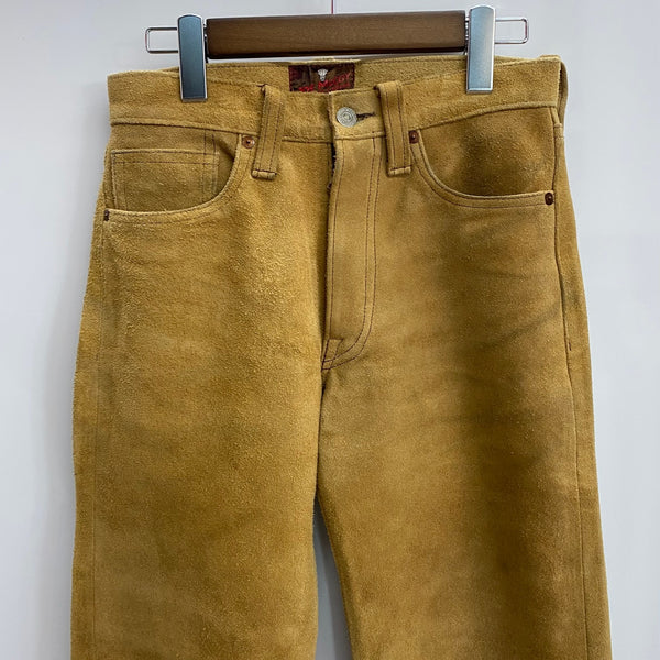 【曜日割引対象外】 リアルマッコイズ JOE McCOY ジョーマッコイ Suede Trousers レザー 305 ボトムスその他 黄色 29×36サイズ 201MB-919 VB