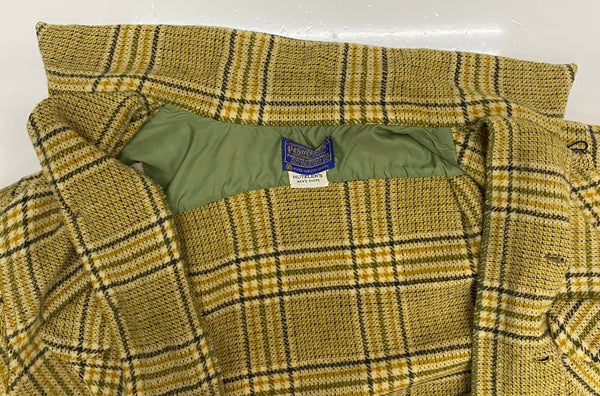 【曜日割引対象外】 ペンドルトン PENDLETON 60's Wool Open Collar Shirt 開襟 チェック 長袖シャツ 黄色 XLサイズ 201MT-3720 VB