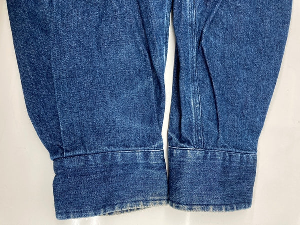 ダブルアールエル RRL 三ツ星タグ DENIM SHIRT デニム ステンカラー フロントボタン メタルボタン ヴィンテージ VINTAGE ラルフローレン RALPH LAUREN フィリピン製 INDIGO インディゴ BLUE 青 長袖シャツ 無地 ブルー Mサイズ 104MT-1954