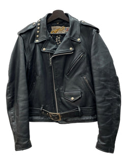 ショット SCHOTT DOUBLE RIDERS JACKET ダブル ライダース ジャケット スタッズ ドクロ LOVE ペイント バイカー アウター 黒 サイズ40 ジャケット 無地 ブラック 104MT-2228