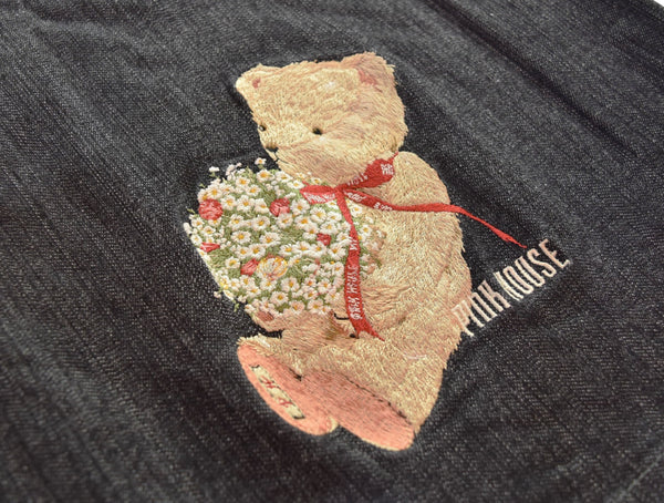 ピンクハウス PINK HOUSE 裾ベアーフラワー刺繍 デニムスカート スカート ブラック Mサイズ 103LB-9