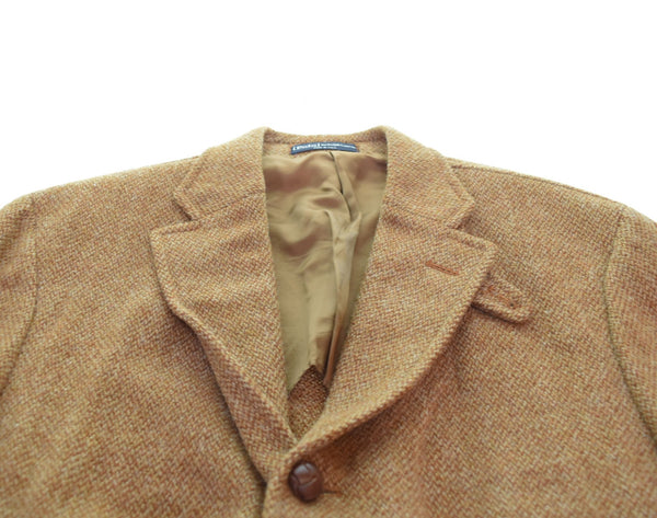 ラルフローレン RalphLauren ツイードジャケット ウエストベルト エルボーパッチ チンストラップ ジャケット ブラウン Lサイズ 103MT-2852