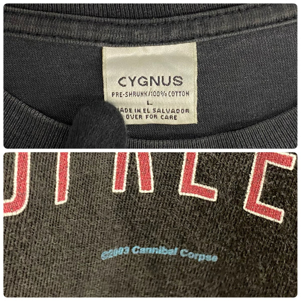 【曜日割引対象外】 ヴィンテージ vintage Cannibal Corpse 15 Year Killing Spree 2003 バンド ロンT ブラック Lサイズ 201MT-3921 VB