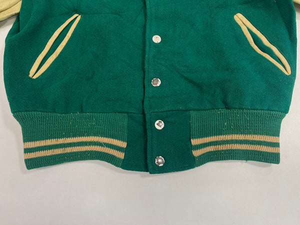 ヴィンテージ vintage 50's 50年代 TIMBERLINE ウール スタジャン バーシティジャケット アワードジャケット 袖レザー ツートン ベージュ 38 ジャケット グリーン 101MT-5450