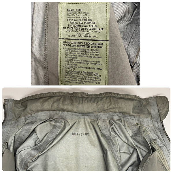 【曜日割引対象外】 ミリタリー MILITARY US.AIR FORCE USAF APECS GORE-TEX デジタルタイガーストライプ ジャケット カーキ Sサイズ 201MT-4437 VB