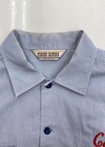 スタンダードカリフォルニア STANDARD CALIFORNIA SD WORK SHIRT ワーク シャツ ボーリング オープン チェーン刺繍 半袖 青 半袖シャツ ロゴ ブルー Lサイズ 104MT-1319