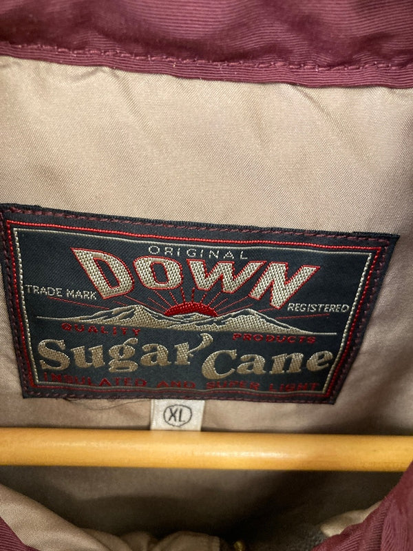 シュガーケーン SUGAR CANE 東洋エンタープライズ レザーヨーク ダウンベスト 60/40クロス グースダウン SC12067 XL ベスト ワインレッド LLサイズ 101MT-3745