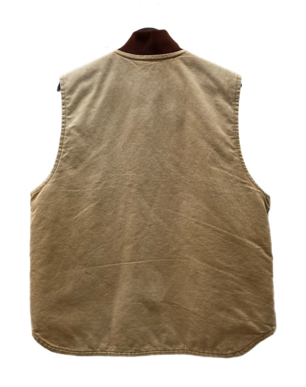 カーハート Carhartt DUCK VEST ダック ベスト ワーク 裏地キルティング アウトドア アウター 薄茶 ベスト ロゴ ベージュ Lサイズ 104MT-1671