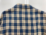 ダブルアールエル RRL 90s 90年代 三ツ星タグ 三角タグ リネン テーラードジャケット USA製 生成り 青  ジャケット チェック ブルー Sサイズ 104MT-2020