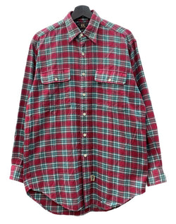 ダブルアールエル RRL 90s FLANNEL SHIRT フランネル シャツ ネルシャツ ボタン 三ツ星タグ Ralph Lauren 赤 長袖シャツ チェック レッド Sサイズ 104MT-2250