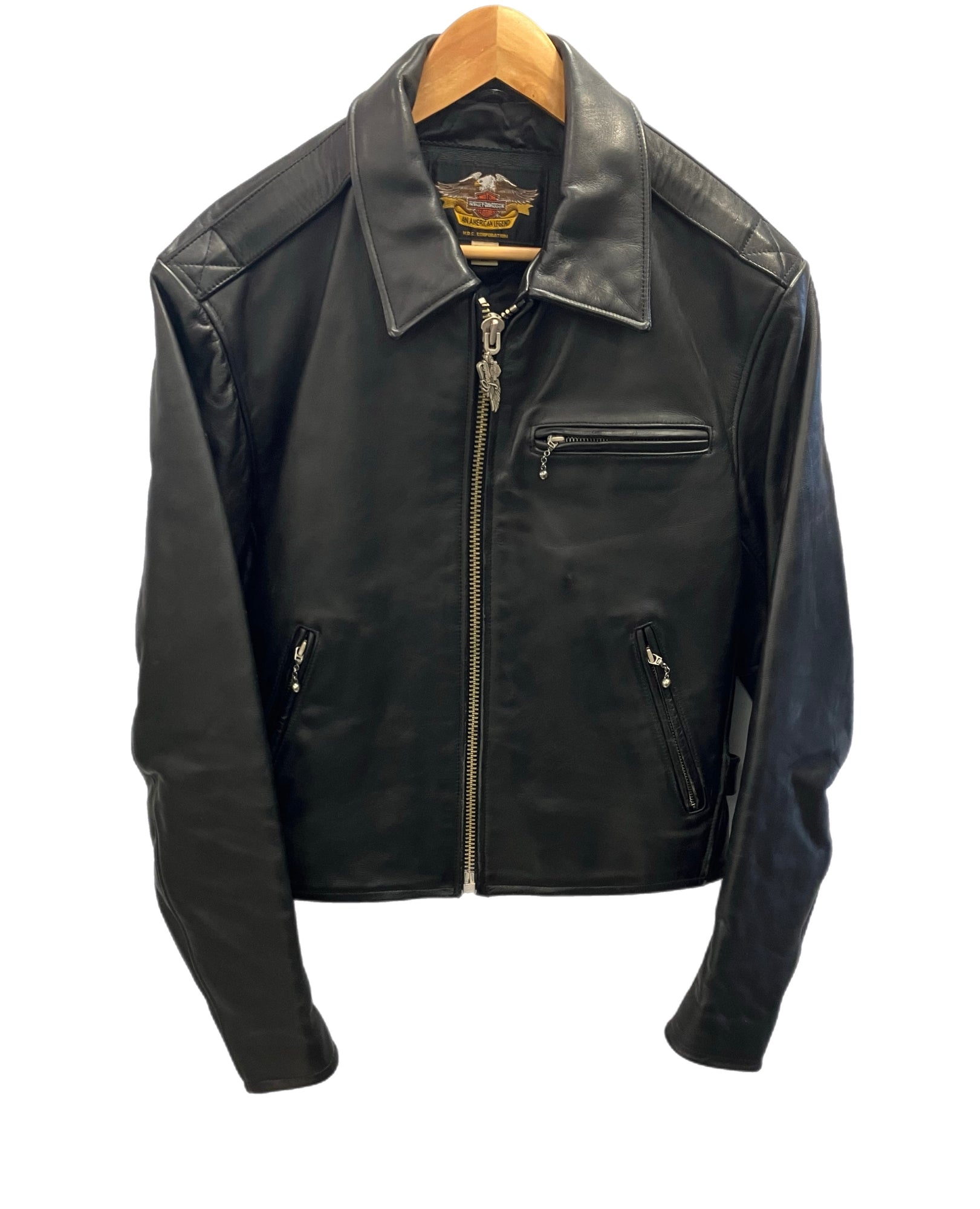 Harley Davidson ブラック シングルライダースジャケット M ハーレーダビットソン Harley Davidson シングル ライダース