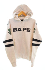 アベイシングエイプ A BATHING APE FOOTBALL RELAXED FIT FULL ZIP HOODIE ロゴ プリント パーカー グレー 001ZPJ301002M パーカ グレー Lサイズ 103MT-2039