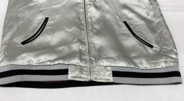 バック ストリート クロウラー BACK STREET CRAWLER リバーシブル スカジャン 両面刺繍 ピンナップガール スカル 銀 黒 ジャケット 刺繍 シルバー Lサイズ 104MT-1335