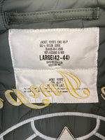 ヒューストン HOUSTON フライトジャケット ミリタリー MILITARY Blue Impulse CWU-45P  ワッペン HST-J-83388D ジャケット カーキ Lサイズ 101MT-3749