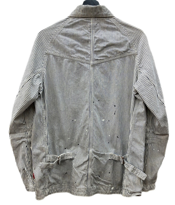 ネイバーフッド NEIGHBORHOOD SHIPYARD H/C-JKT シップヤード ヒッコリー HICKORY カバーオール ワーク ライトアウター JACKET WHITE 白 BLUE 青 091ARNH-JKM01 ジャケット ストライプ ホワイト Mサイズ 104MT-1822