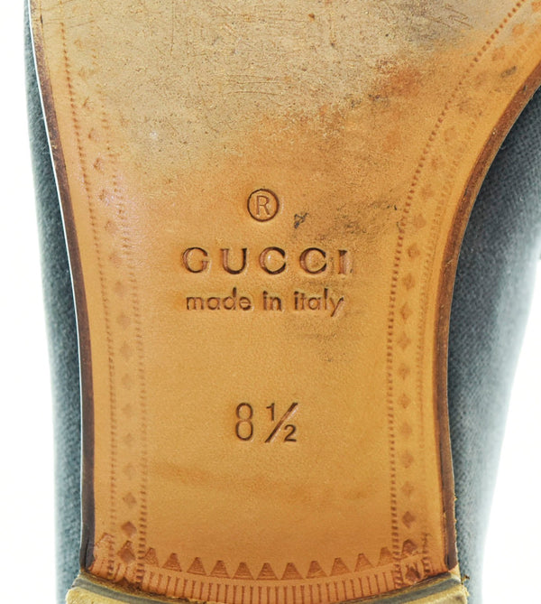 グッチ GUCCI ベロア ローファー 黒 メンズ靴 ローファー ブラック 8 1/2 27cm 103S-716