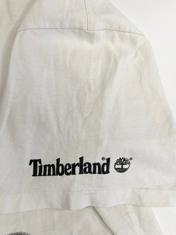 ティンバーランド Timberland 90s Vintage ヴィンテージ ブーツプリントTee 白  シングルステッチ Tシャツ ホワイト 101MT-4831