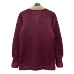 ヴィンテージ vintage 40s~ 40年代 レタードカーディガン ロングリブ ニット セーター えんじ 生成り カーディガン ライン ワインレッド 104MT-1904