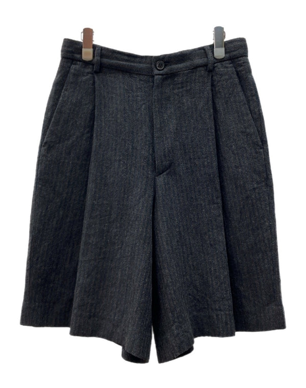 ドリスヴァンノッテン DRIES VAN NOTEN WIDE HALF PANTS ワイド ハーフ パンツ ジップフライ ショート タック 灰 ストライプ 020915-8223-901 ハーフパンツ グレー サイズ 46 104MB-256