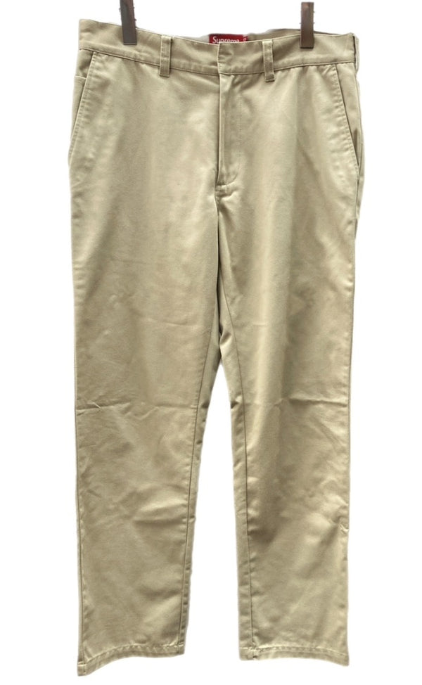 シュプリーム SUPREME WORK PANTS ワーク パンツ ジップアップ ズボン ボトムス フルレングス ポリエステル コットン メンズ BEIGE 無地 チノパン ベージュ 32 104MB-328
