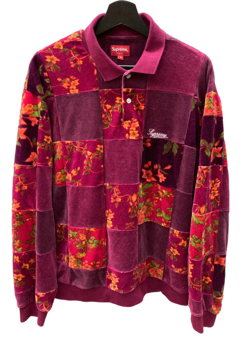 シュプリーム SUPREME 21AW floral patchwork velour フローラル パッチワーク ポロシャツ ロンT 花・植物 マルチカラー  Mサイズ 104MT-307 | 古着通販のドンドンサガール