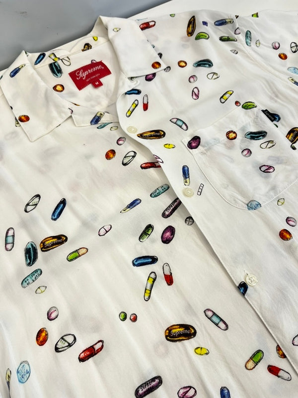 シュプリーム SUPREME Pills Rayon Shirt ピルスレーヨンシャツ 白 半袖シャツ ホワイト Mサイズ 101MT-4478