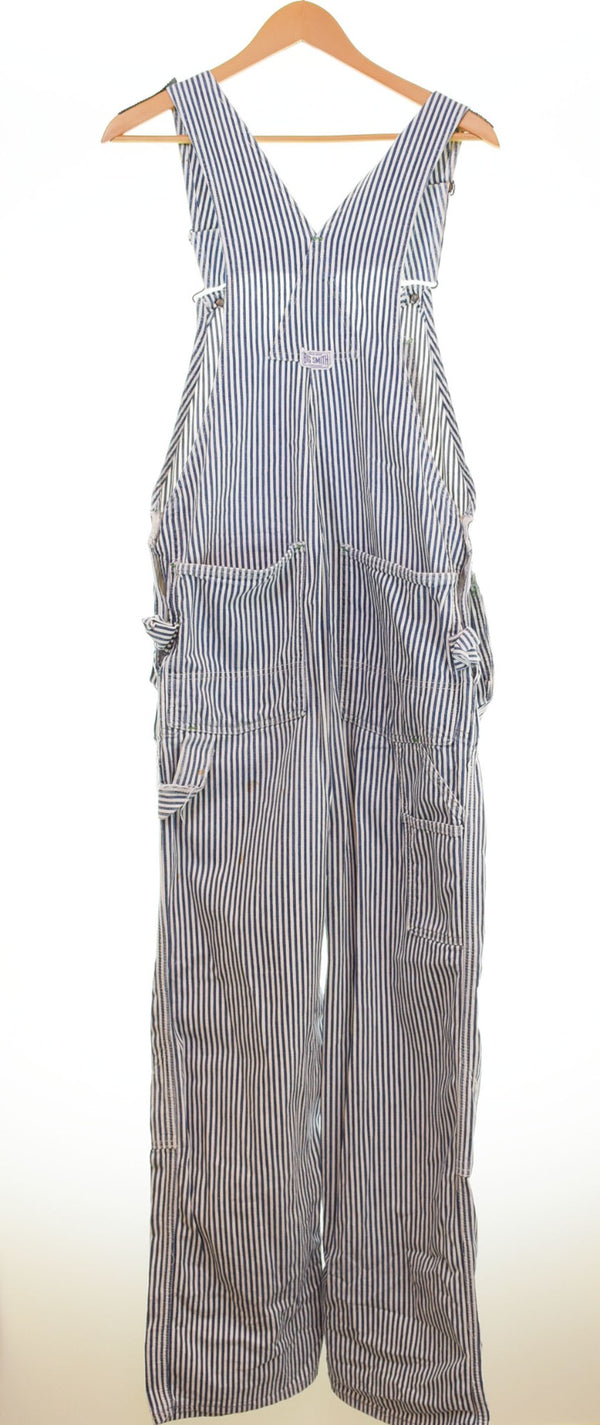 ビッグスミス BIG SMITH 50年代 Vintage DENIM OVERALL デニム ヒッコリー ダブルニー 白タグ エプロン付きストライプ 50s 50's  つなぎ・オーバーオール ブルー 103MB-395