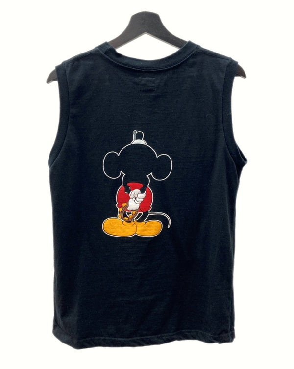 ナンバーナイン NUMBER (N)INE × Disney ディズニー PRINT SLEEVELESS TEE プリント ノースリーブ ミッキーマウス アーカイブ 黒 サイズ 3 ノースリーブ キャラクター ブラック 104MT-1174