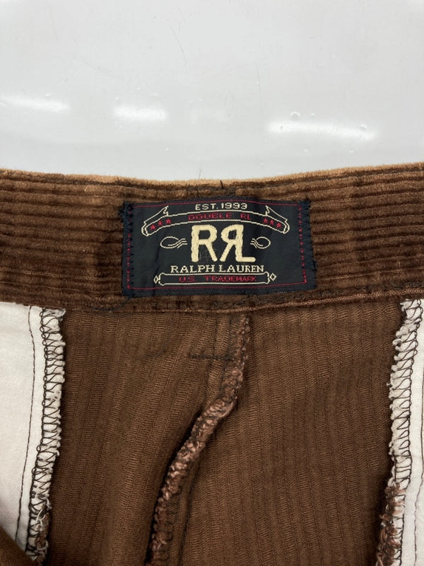 ダブルアールエル RRL 90s CORDUROY PANTS コーデュロイ パンツ ボタンフライ ワーク トラウザーズ 三ツ星タグ Ralph Lauren 茶 無地 ボトムスその他 ブラウン 38×33 104MB-347